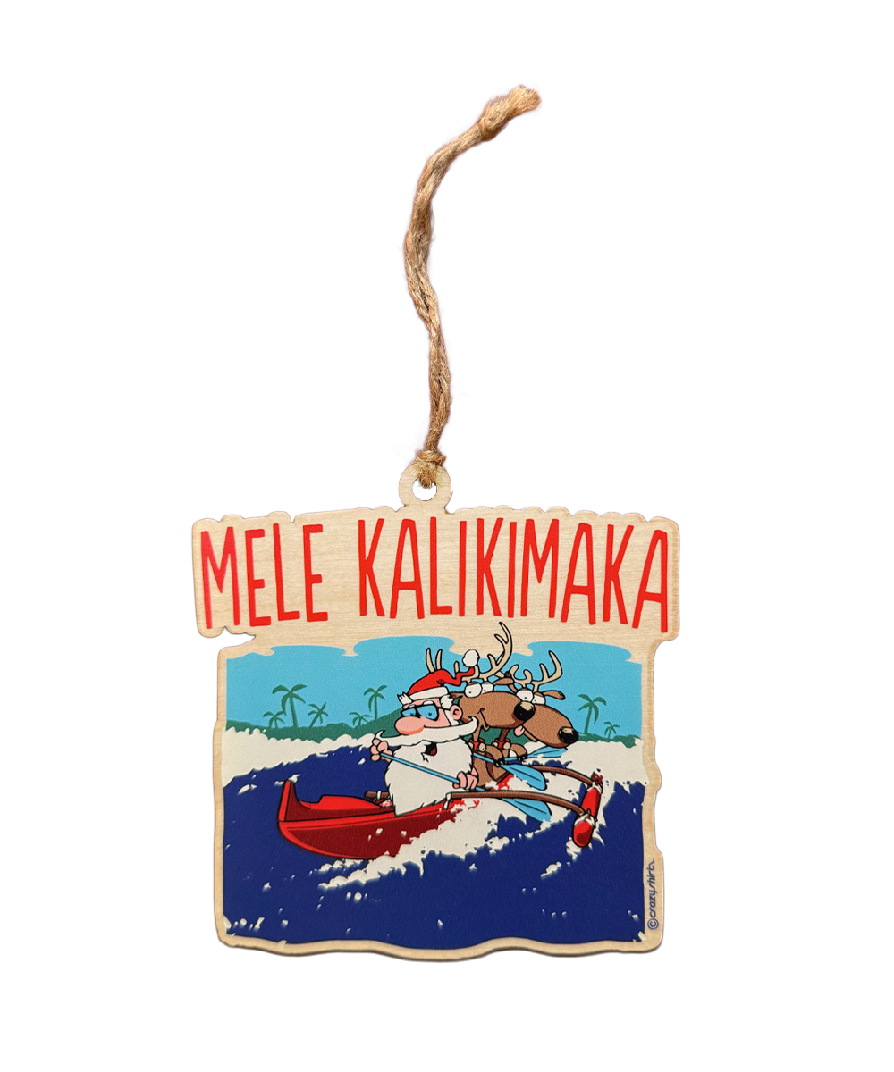 Canoe Surfing Santa - Maplewood Ornament