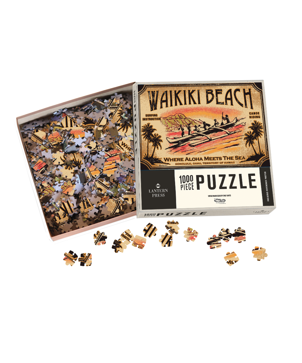 Vintage Waikiki Beach - 1000 Piece Puzzle