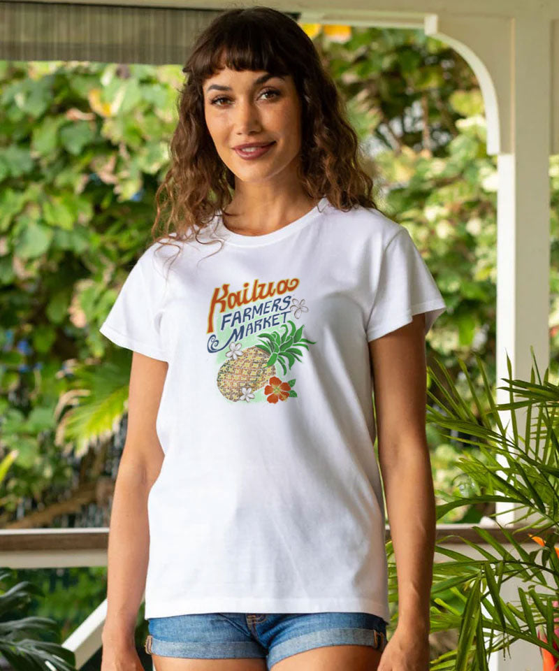 Kailua Farmers Market - White Short Sleeve Crewneck T-Shirt