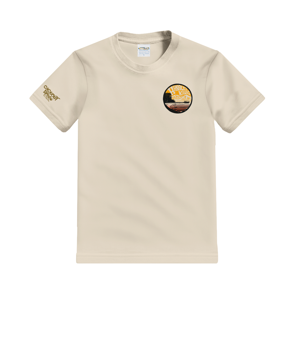 Beige t-shirt with small logo on the pocket on a white background View 4