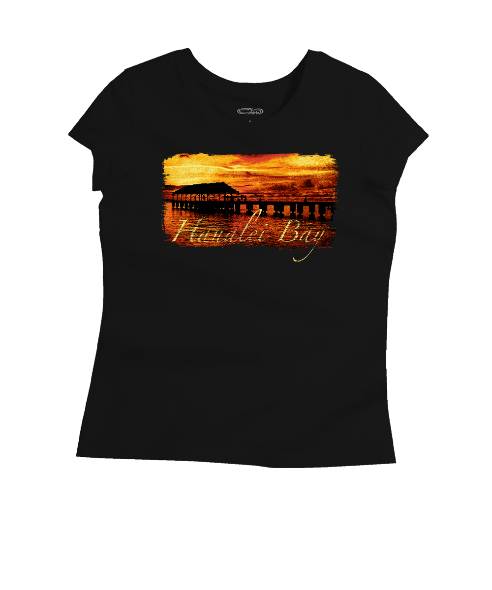 Hanalei Sunset - Jet Black Short Sleeve Pima T-Shirt