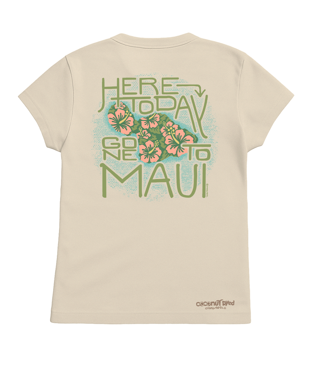 Beige t-shirt with floral design and text on a white background View 4