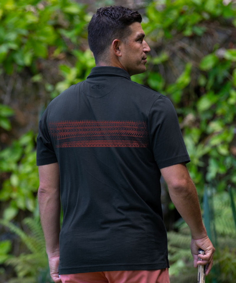 Lava Flow Tribal - Jet Black Short Sleeve Pima Polo