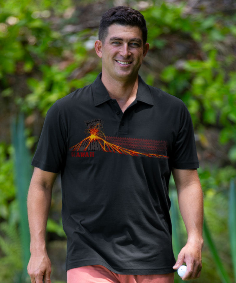 Lava Flow Tribal - Jet Black Short Sleeve Pima Polo