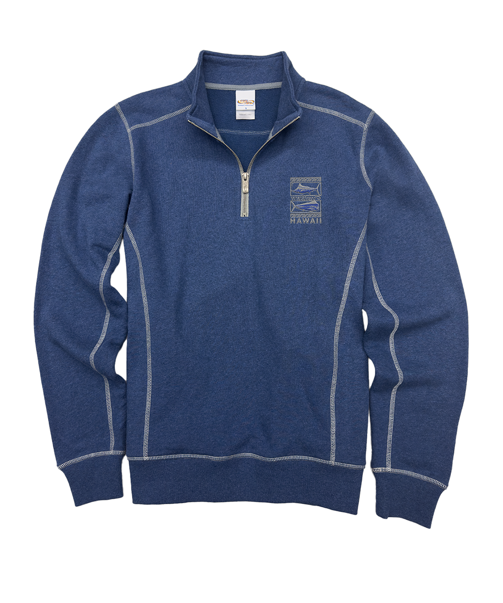 Sea Game - Blue Heather Long Sleeve Mountain Peak Pullover