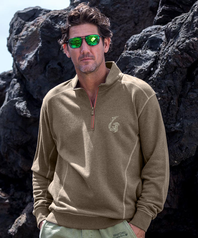 Mano Hook - Taupe Heather Long Sleeve Mountain Peak Pullover