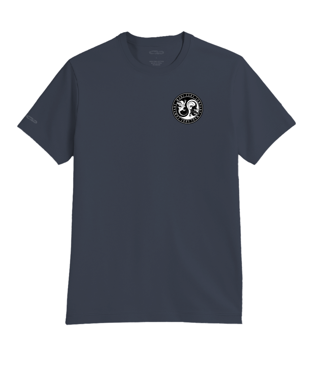 Gray t-shirt with a small logo on a white background View 4