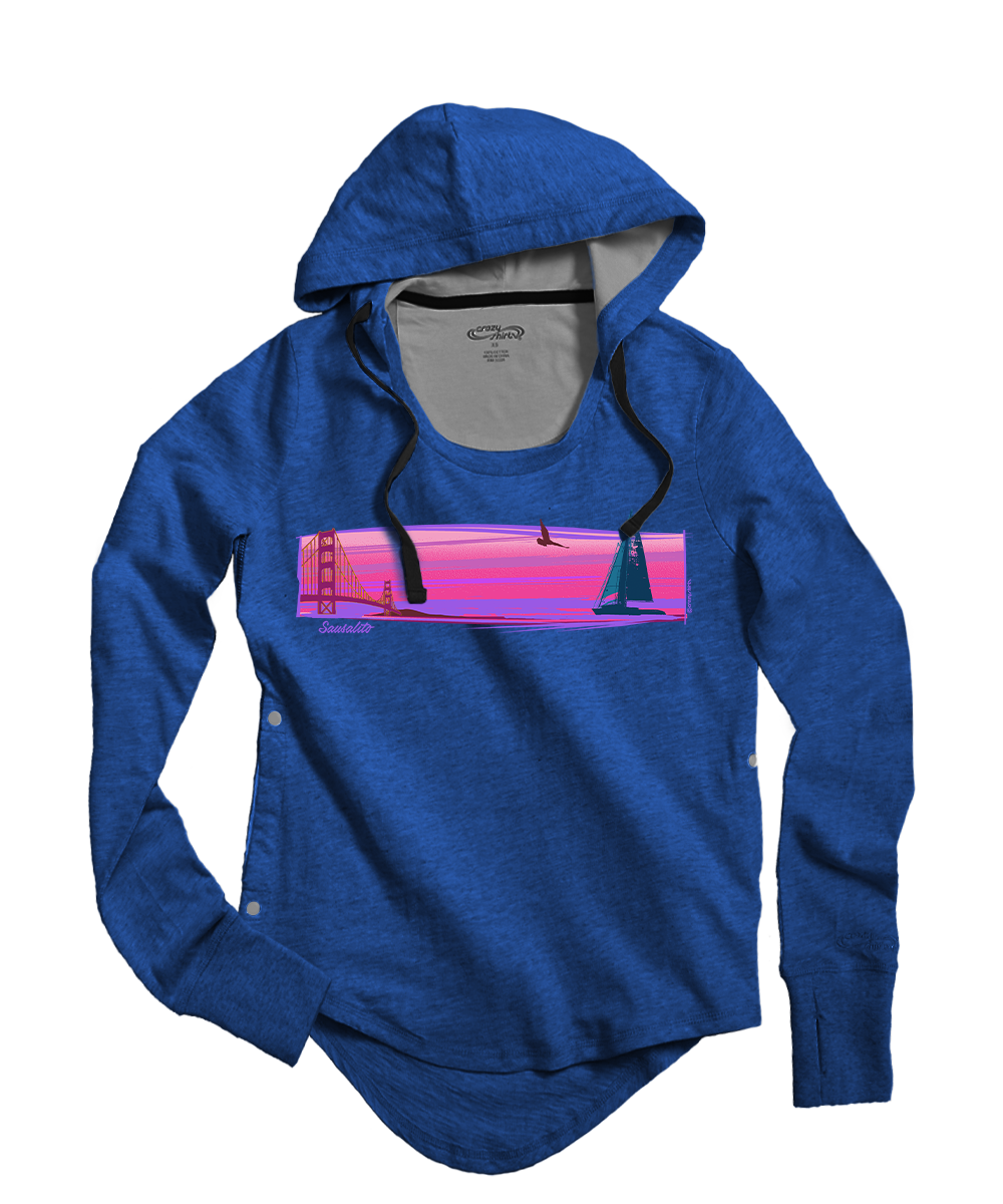 Sailing The Bay - Midnight Long Sleeve Harmony Hooded T View 1