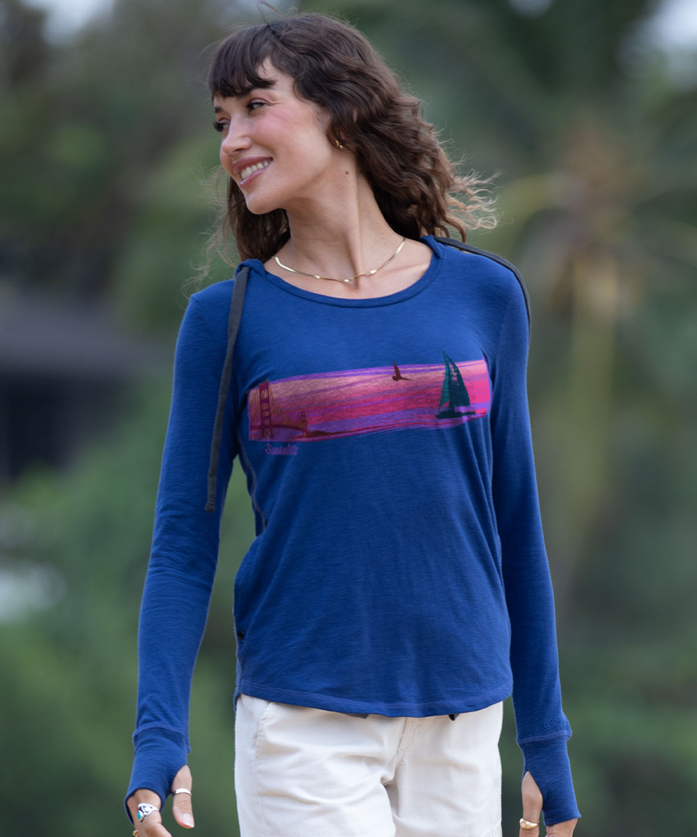 Sailing The Bay - Midnight Long Sleeve Harmony Hooded T View 2