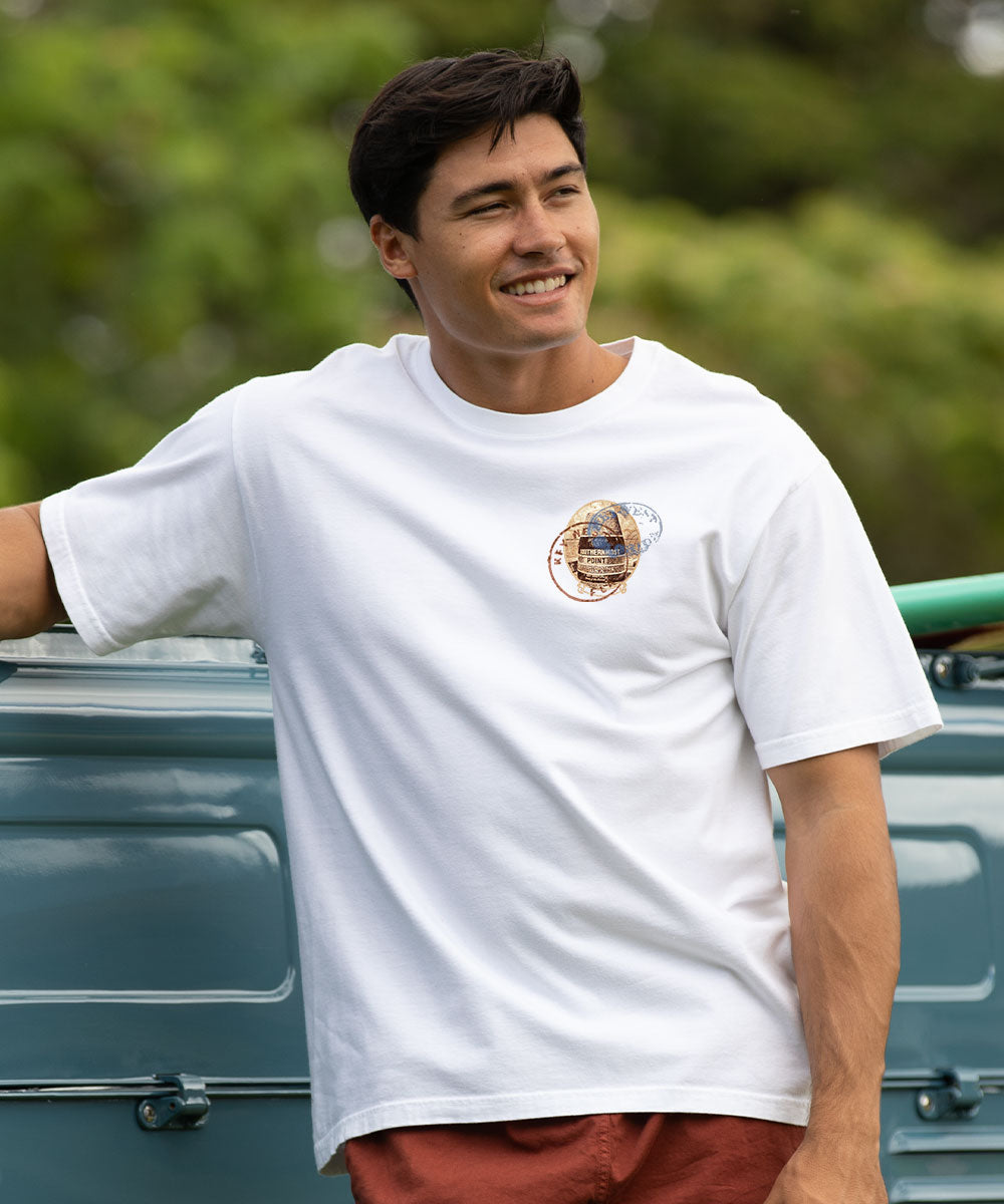 Buoy Stamp - White Short Sleeve Crewneck T-Shirt View 3