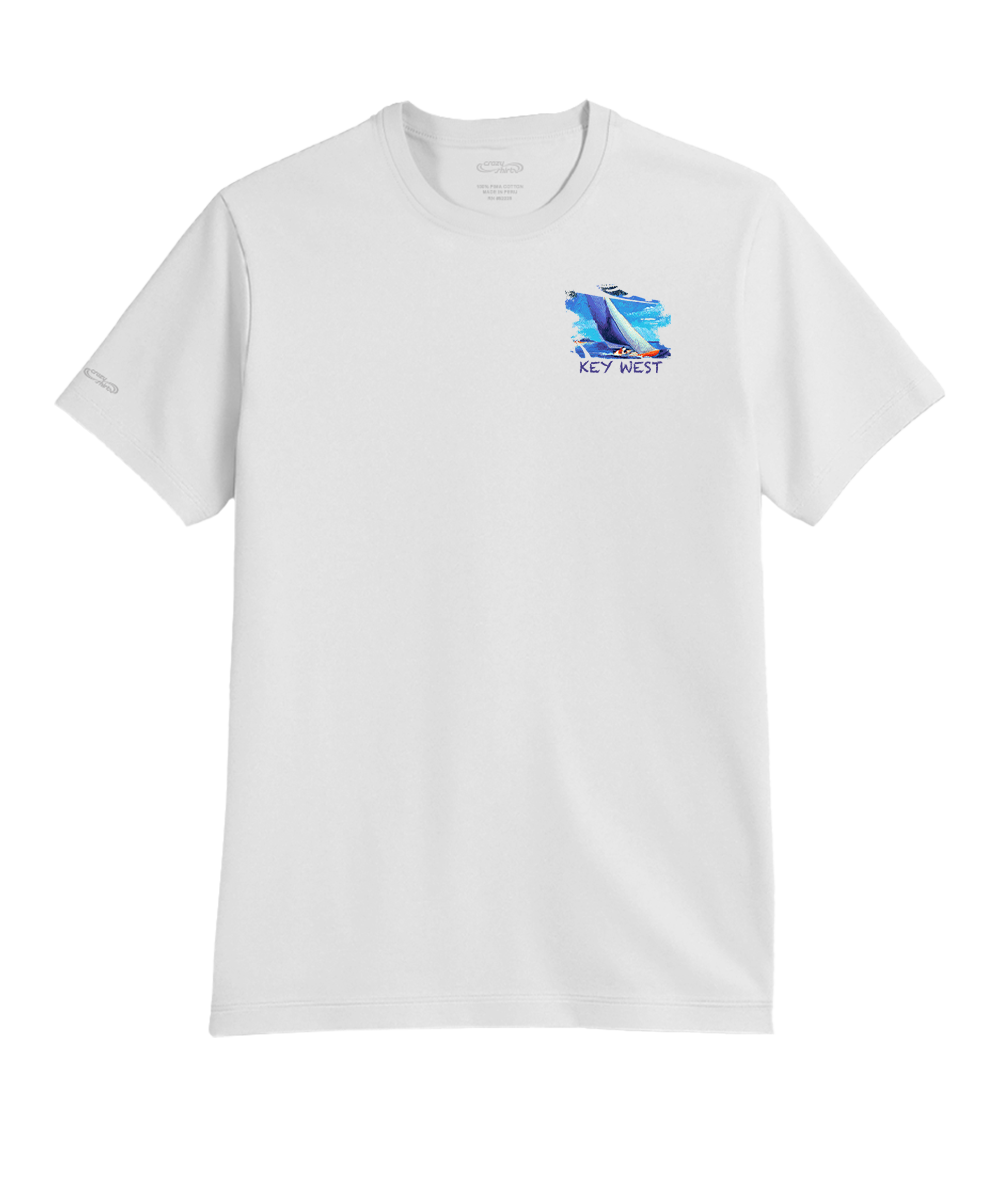 Brush Sail - White Short Sleeve Pima T-Shirt View 4