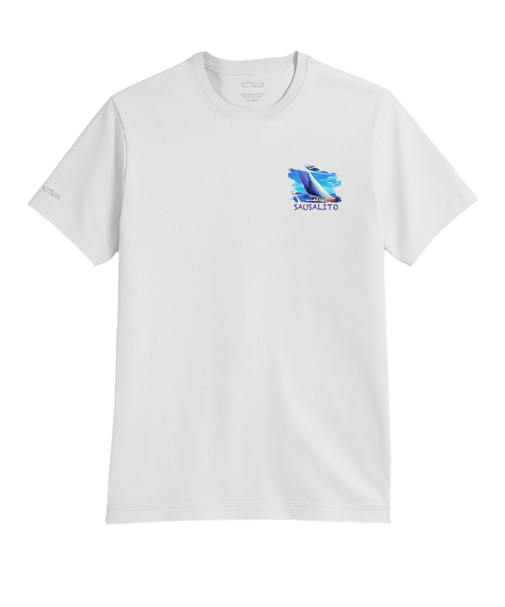 Brush Sail - White Short Sleeve Pima T-Shirt View 4