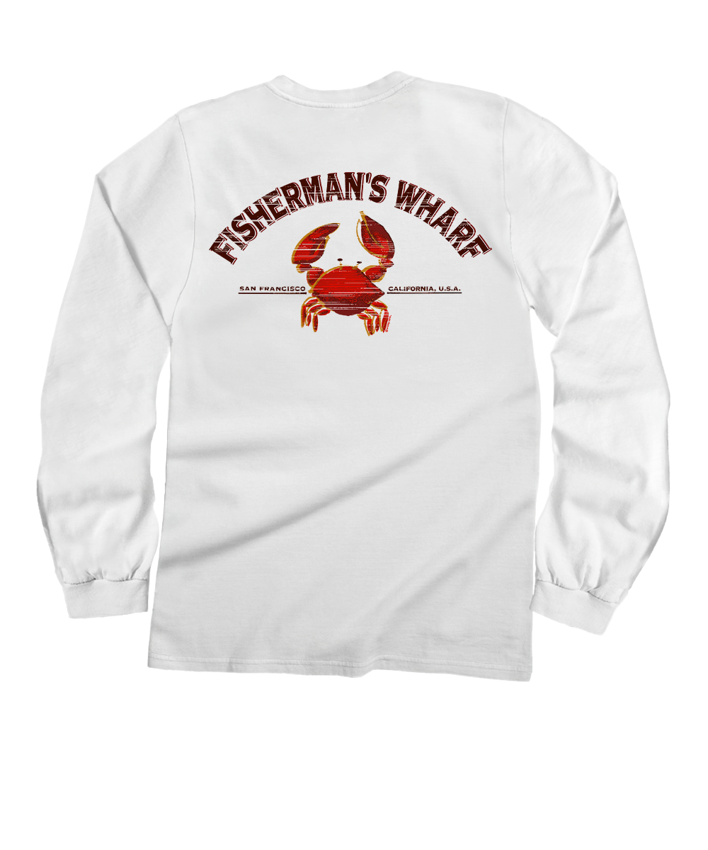 Fisherman's Crab - White Long Sleeve Crewneck T-Shirt