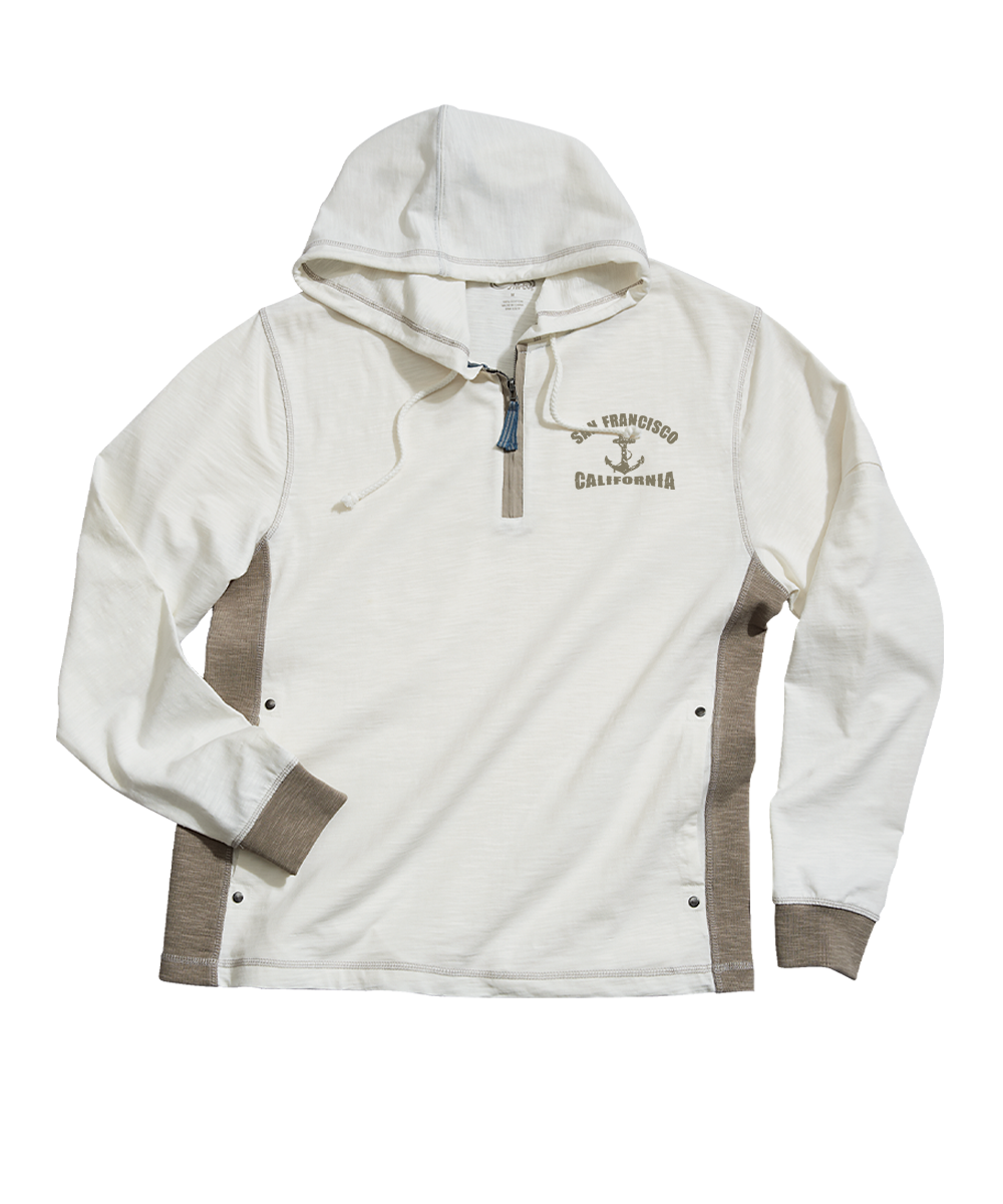 White hoodie with brown accents on a white background View 4