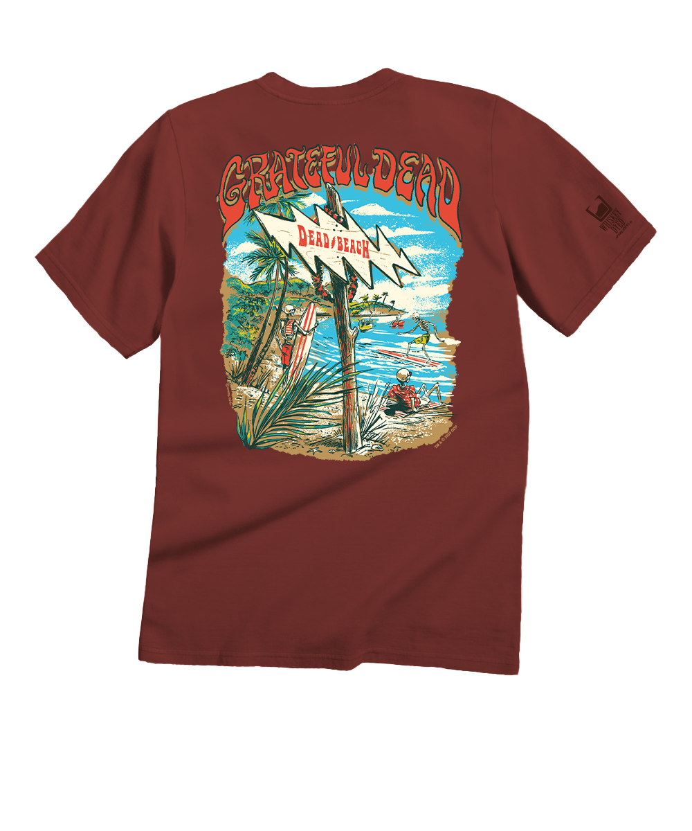 Grateful Dead Beach - Whiskey Dyed Short Sleeve Crewneck T-Shirt Grateful Dead Beach - Whiskey Dyed Short Sleeve Crewneck T-Shirt