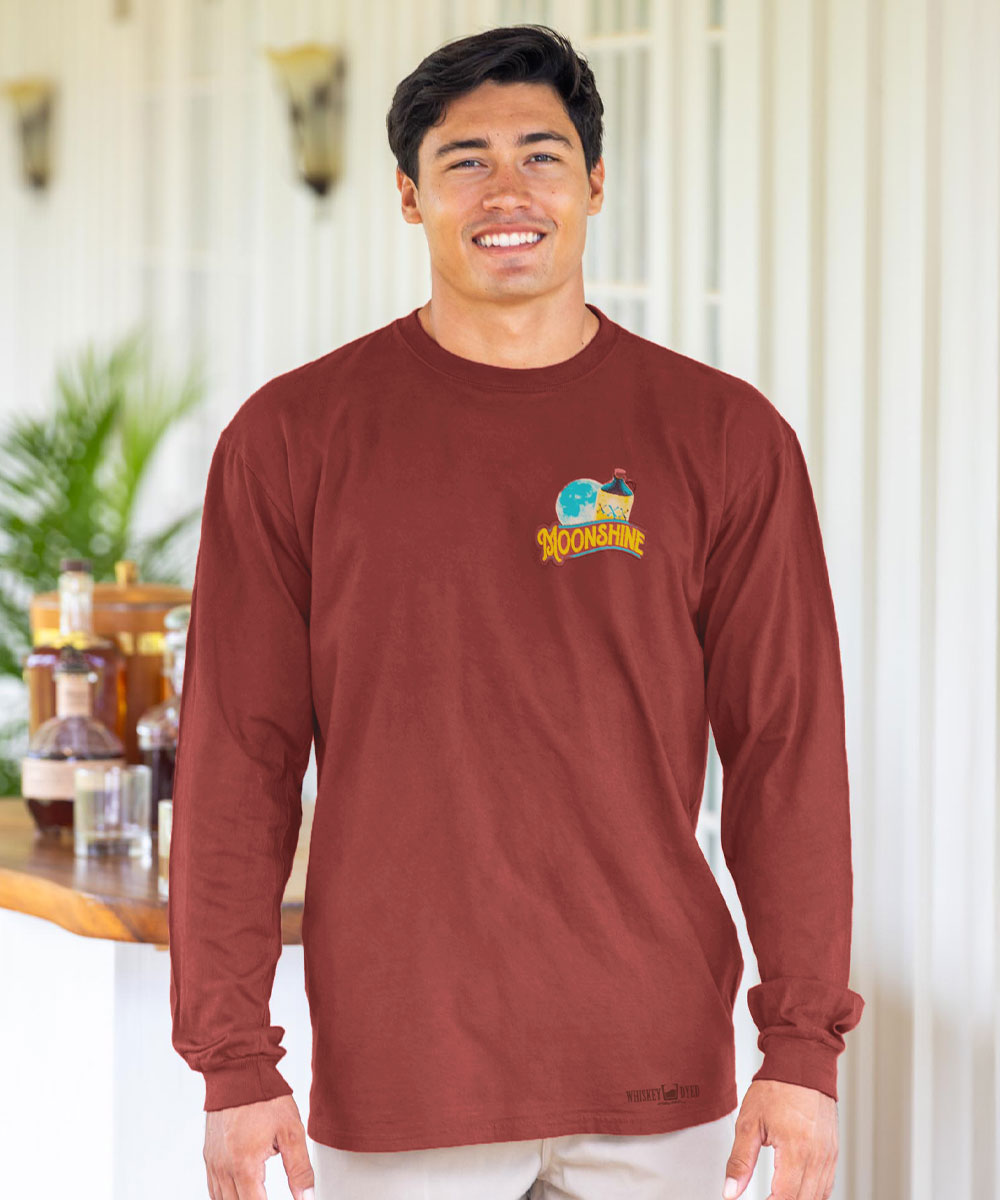 Moonshine XXX - Whiskey Dyed Long Sleeve Crewneck T-Shirt