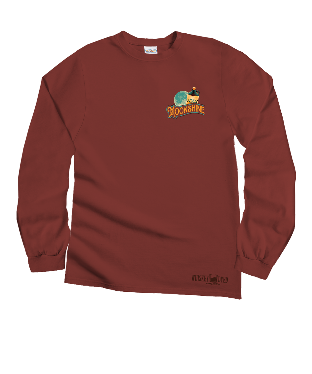 Moonshine XXX - Whiskey Dyed Long Sleeve Crewneck T-Shirt