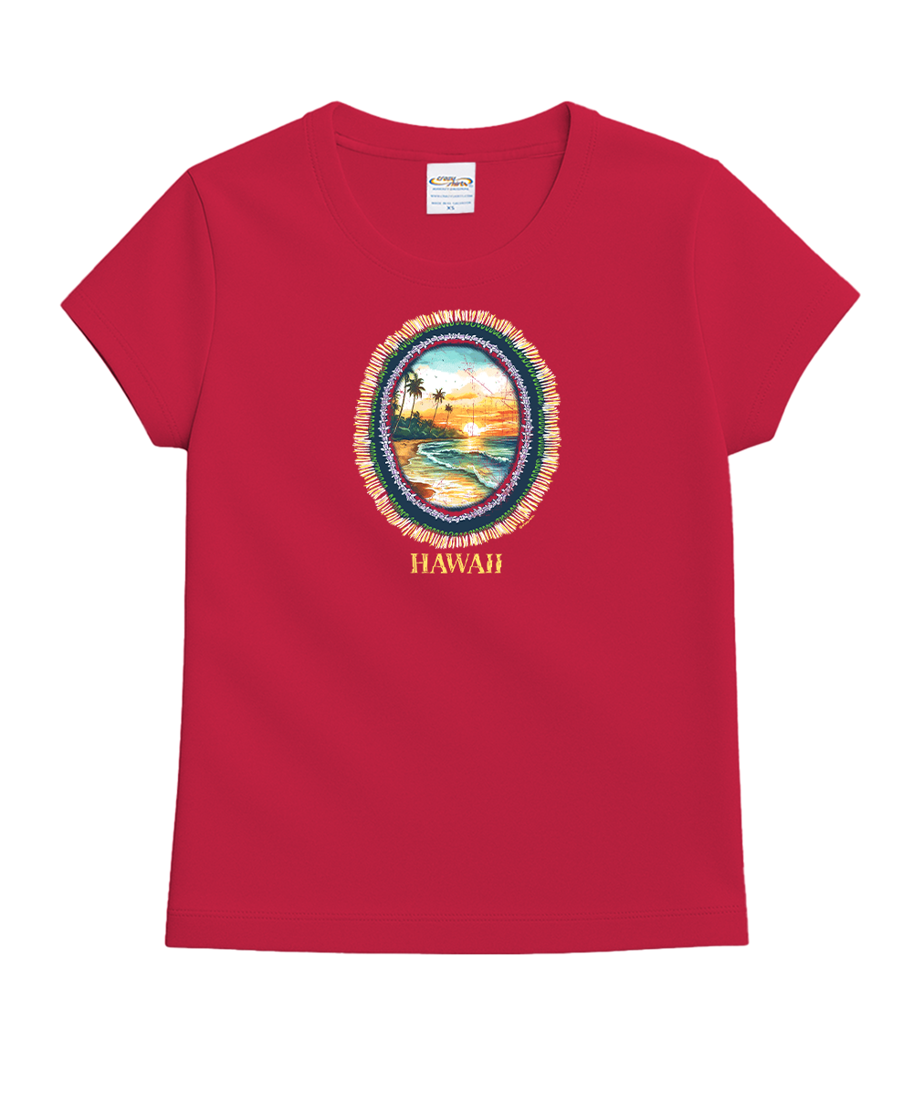 Sunset Lei - Raspberry Dyed Short Sleeve Crewneck T-Shirt