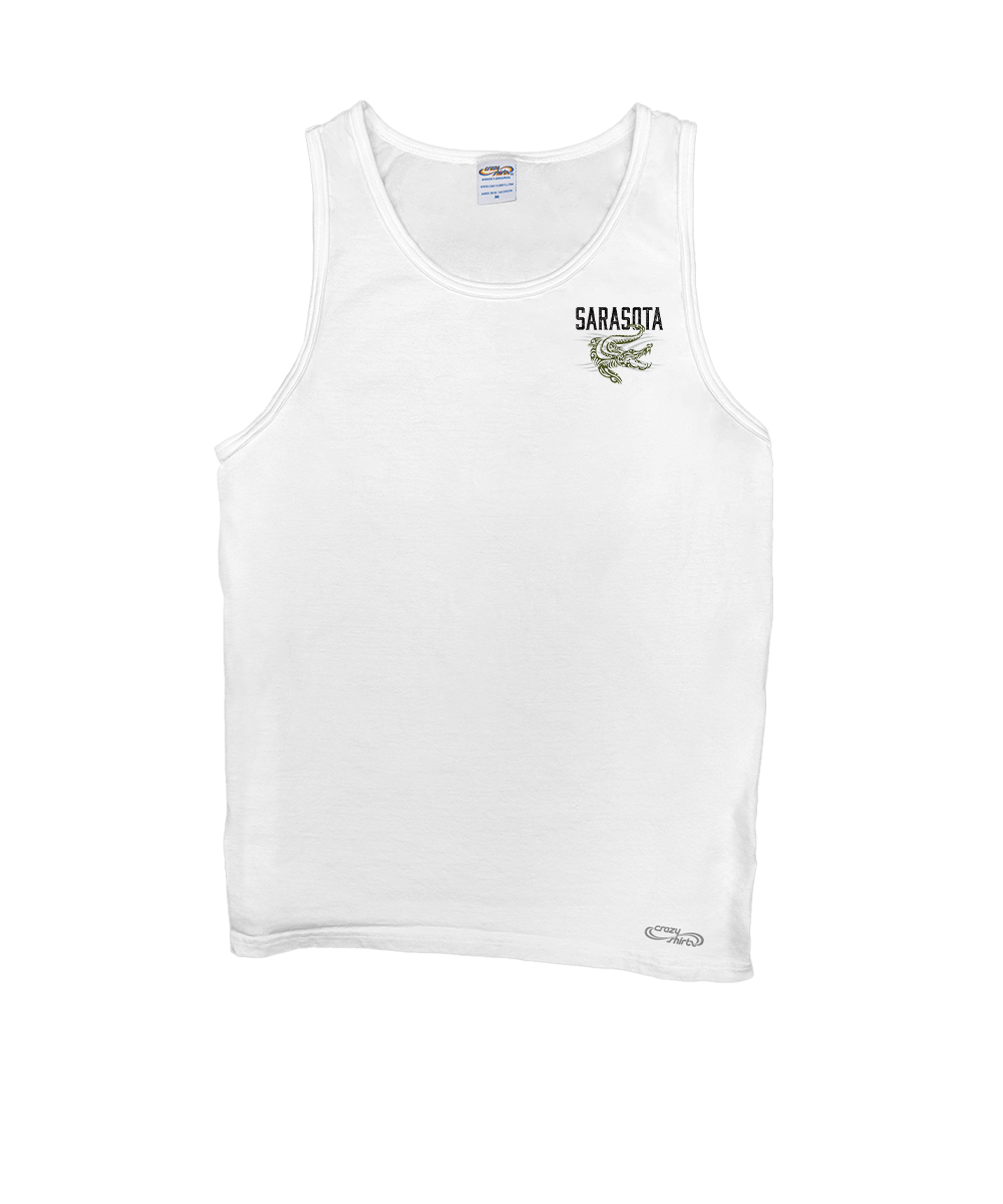 Tribal Gator - White Sleeveless Tank Top View 4
