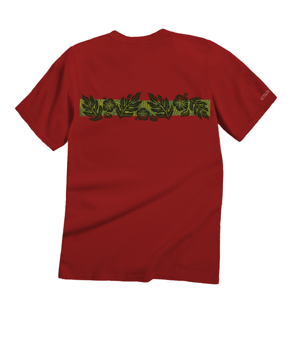 Tribal Leaves - Garnet Short Sleeve Crewneck T-Shirt