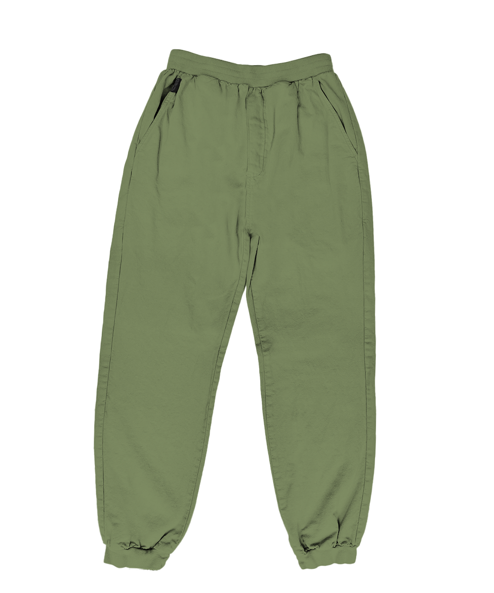 Green jogger pants on a white background View 1