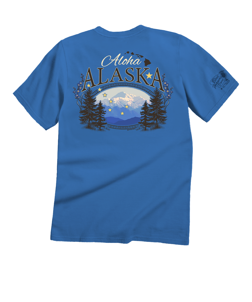 Aloha Alaska - Blue Hawaii Dyed Short Sleeve Crewneck T-Shirt Aloha Alaska - Blue Hawaii Dyed Short Sleeve Crewneck T-Shirt