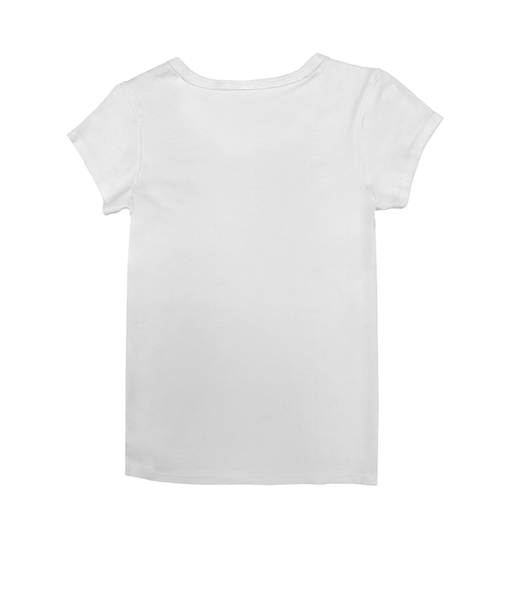 A plain white short-sleeve crewneck t-shirt shown from the back, isolated on a white background. View 4