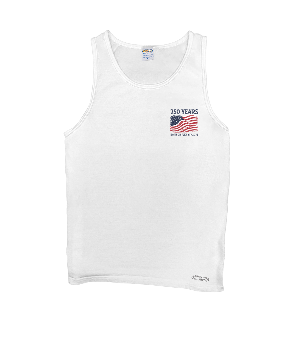 White tank top with a graphic design on a white background View 4