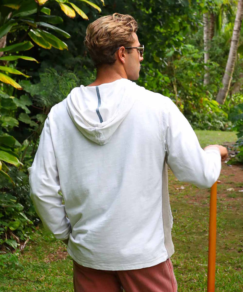 Ali'I Guard - Natural/Gray Long Sleeve Longboard Hooded Tee