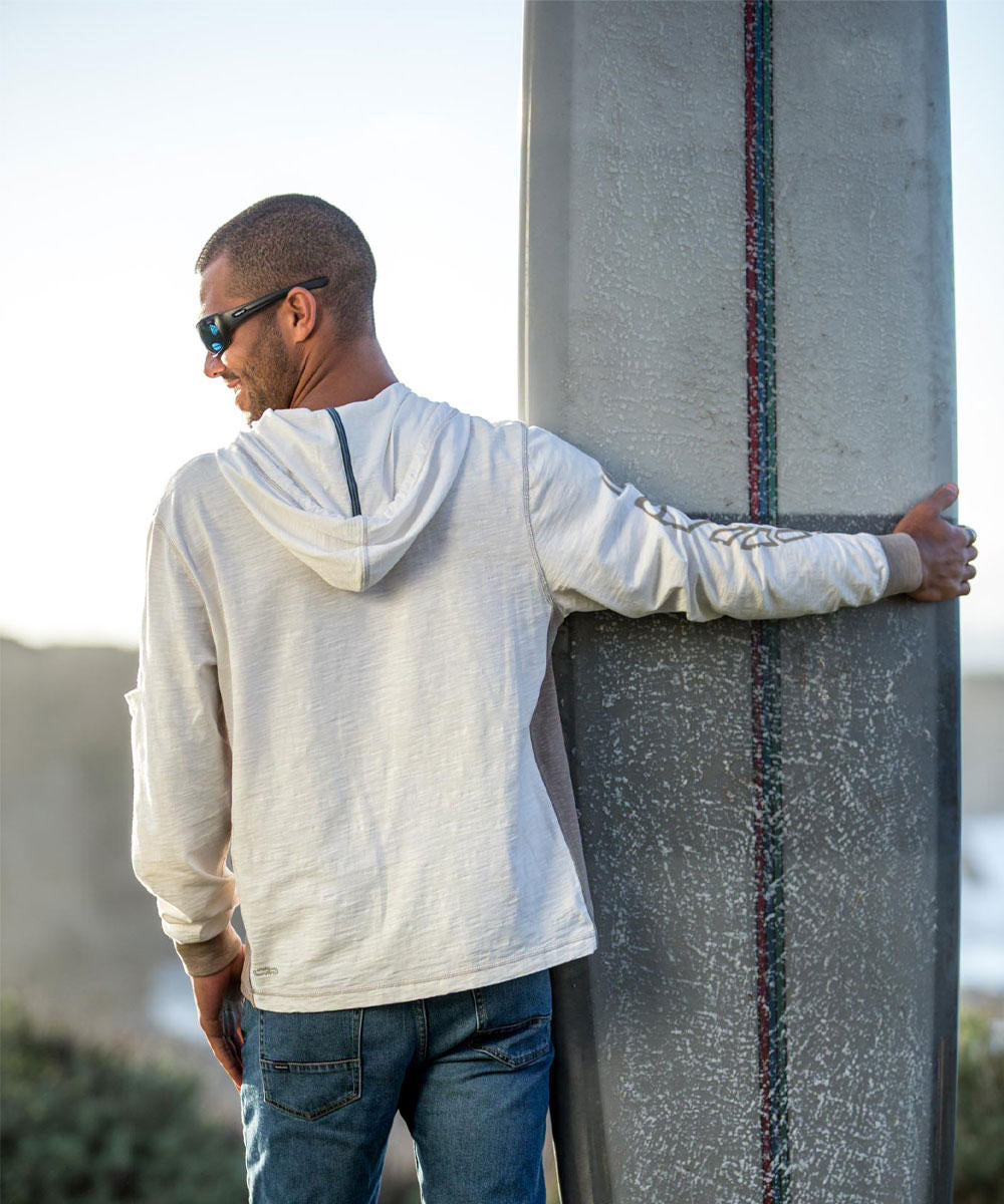Honu Mana - Natural/Gray Long Sleeve Longboard Hooded Tee