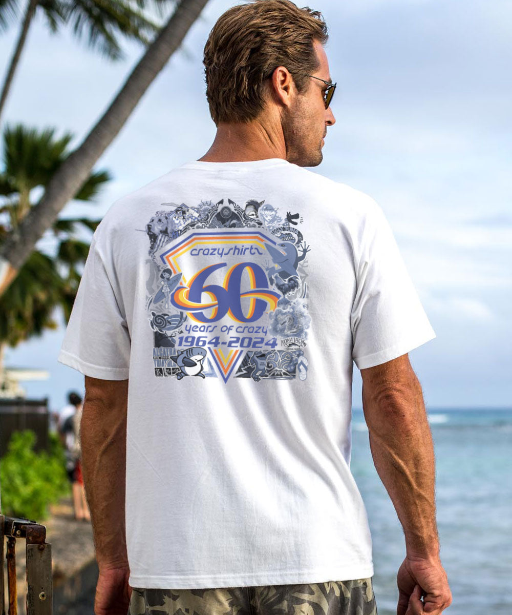 Crazy Shirts 60th Anniversary White Short Sleeve Crewneck T Shirt