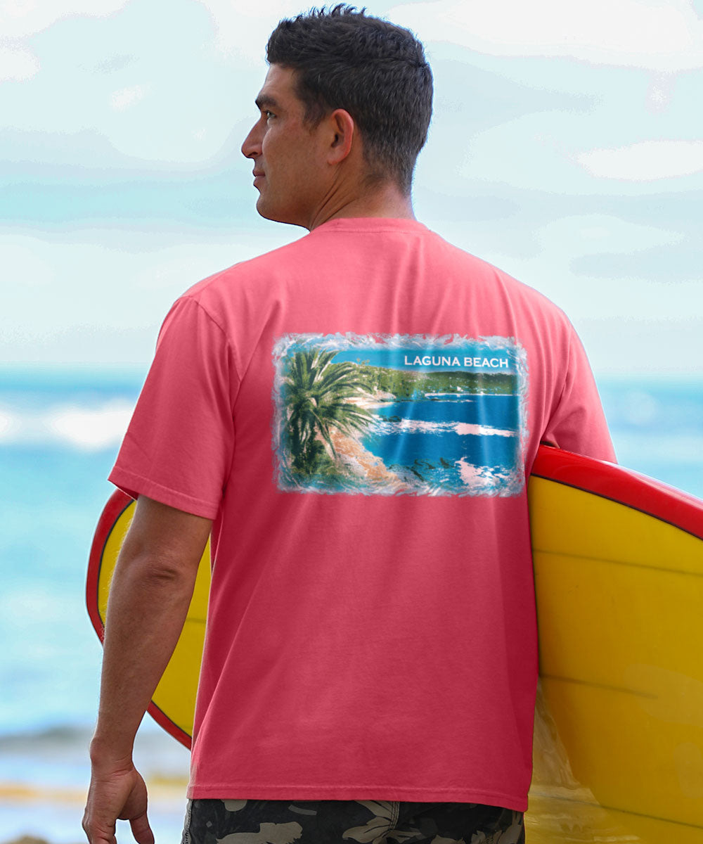 Laguna Beach Scenic Paradise Red Classic Crewneck T-Shirt