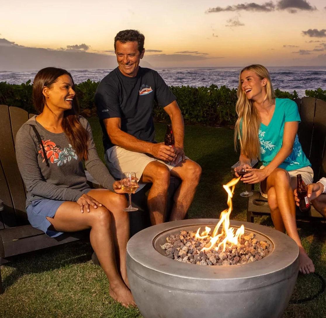 image of people wearing crazy shirts around a campfire