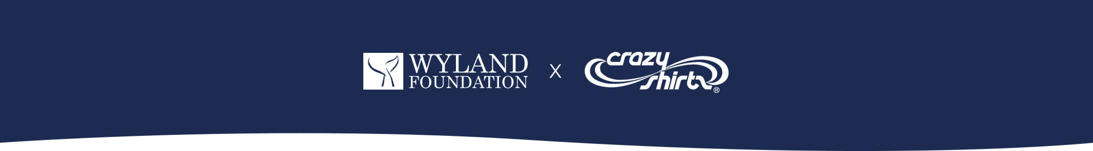 Collaboration logo between Wyland and Crazy 4 Hirt on a blue background