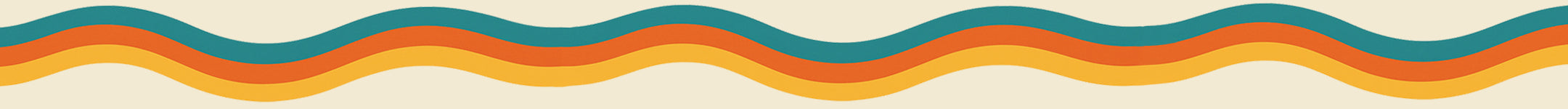 Decorative border with wavy lines in orange, blue, and green on a beige background