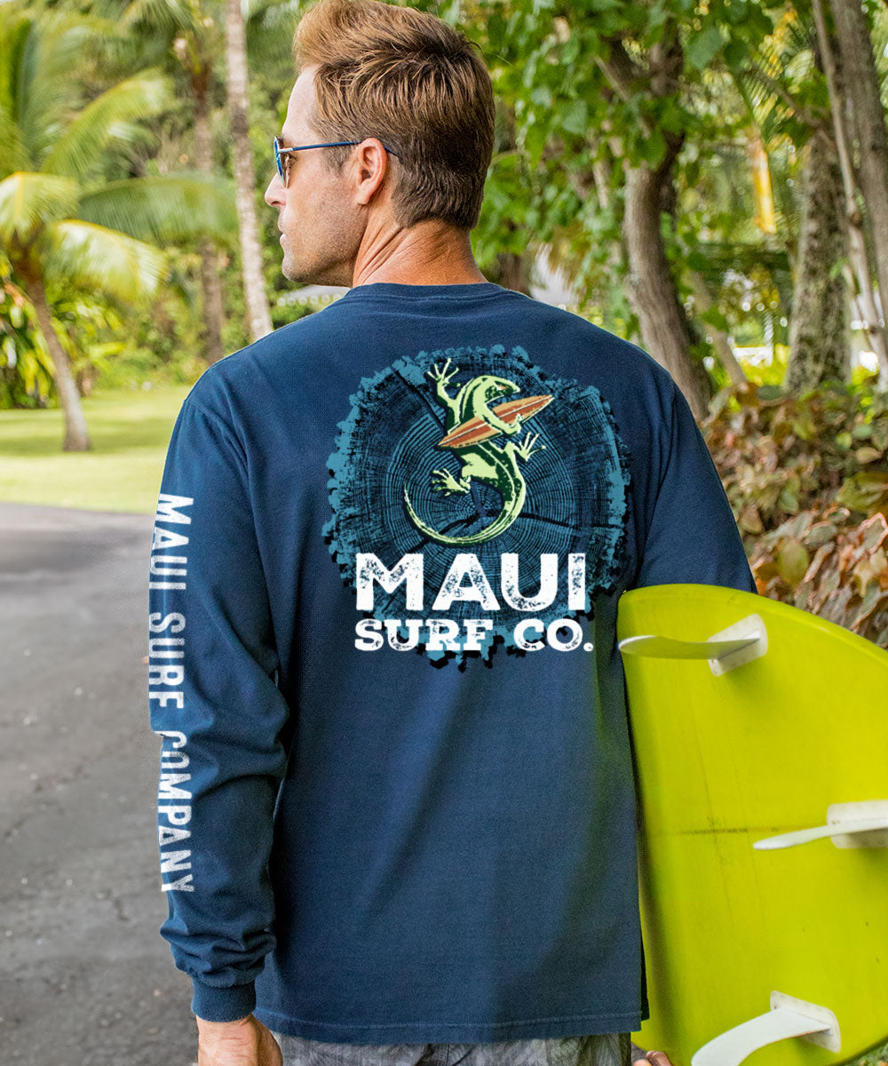 Msc Wood Ring - Navy Long Sleeve Crewneck T-Shirt