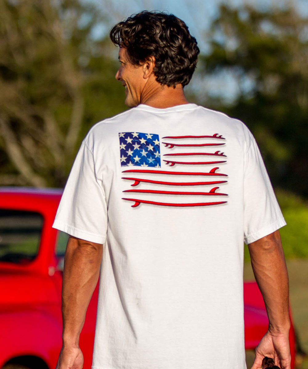 Surf United - White Short Sleeve Crewneck T-Shirt