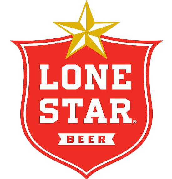 Lone Star Beer logo with a red shield and yellow star on a white background