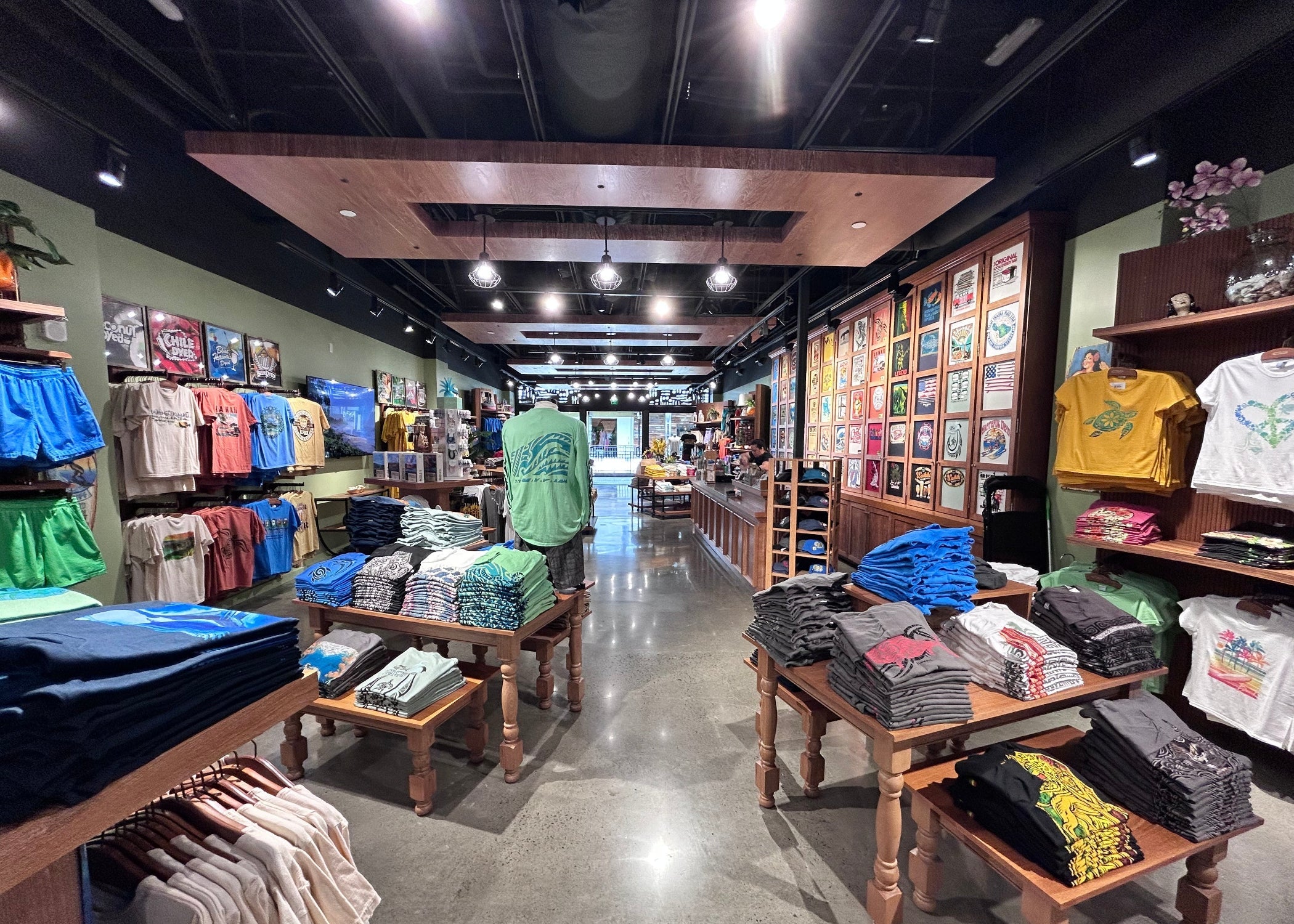 The inside of a Crazy Shirts retail store