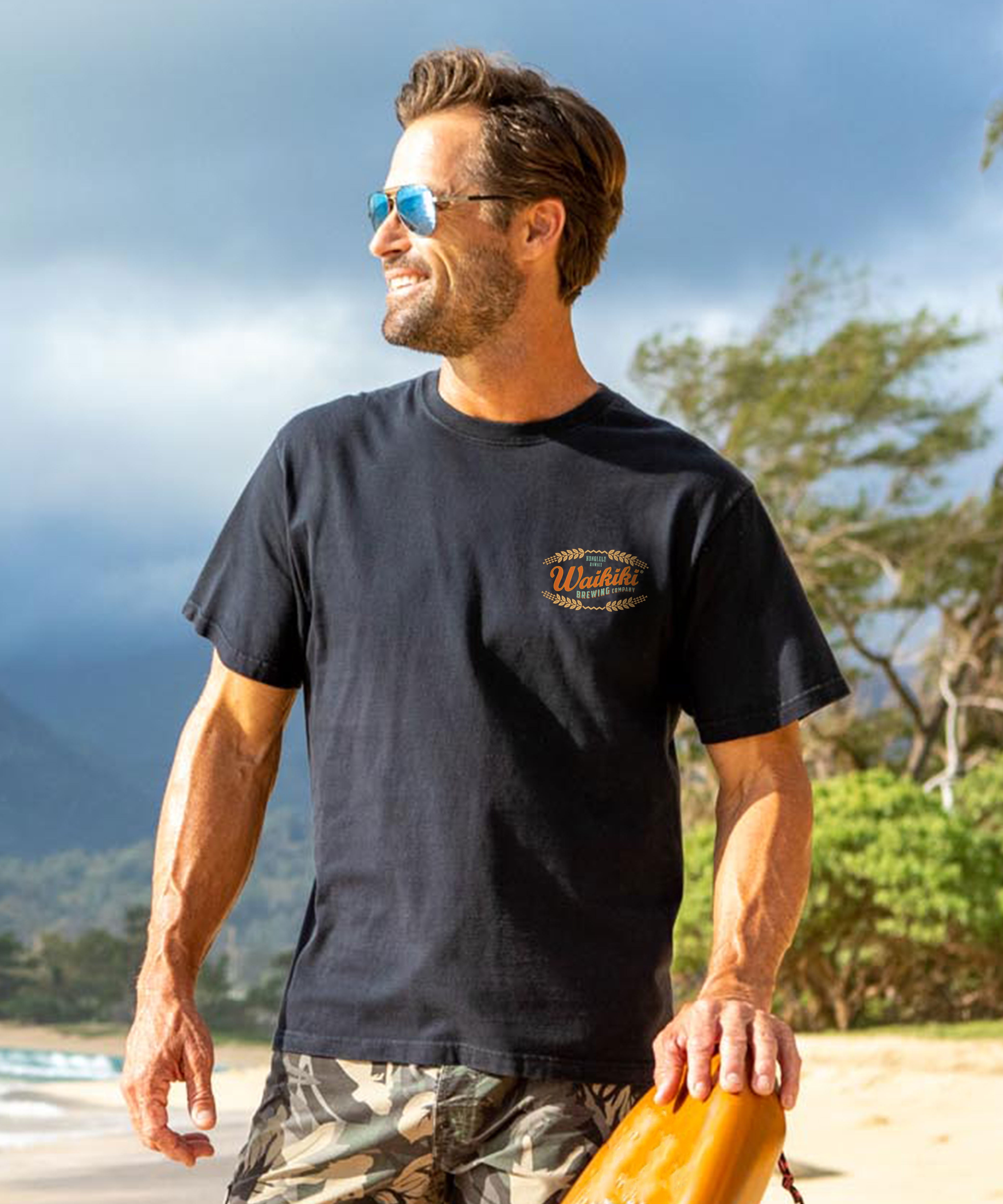Waikiki Brewing Co Beer Row T-Shirt | Men's Black Crewneck