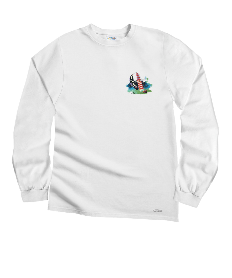 Painted Sails - White Long Sleeve Crewneck T-Shirt