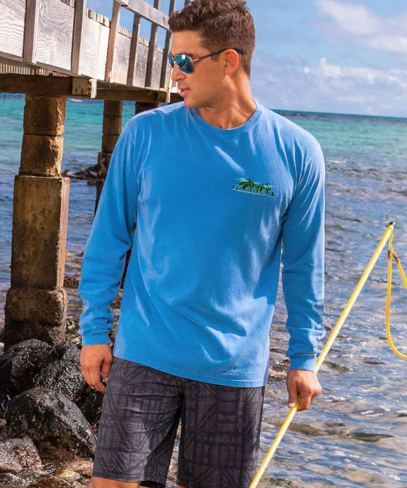 Kauai Scenic - Blue Hawaii Dyed Long Sleeve Crewneck T-Shirt
