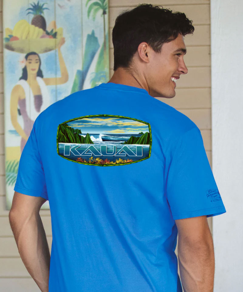 Kauai Scenic - Blue Hawaii Dyed Short Sleeve Crewneck T-Shirt