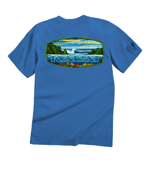 Kauai Scenic - Blue Hawaii Dyed Short Sleeve Crewneck T-Shirt