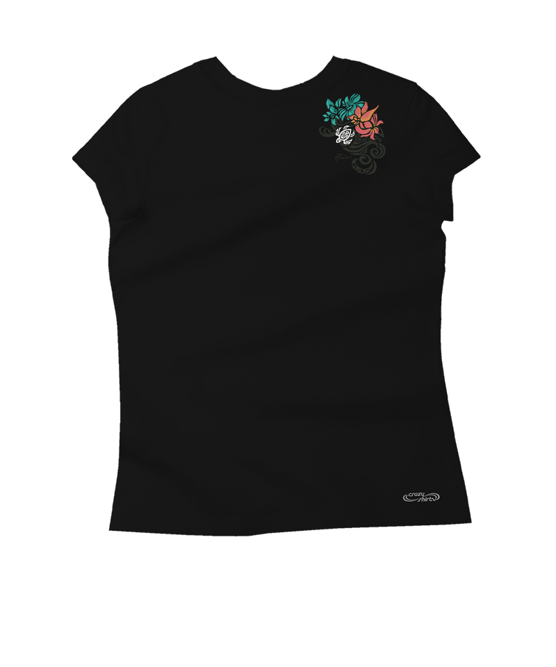 Tribal Pua Honu - Jet Black Short Sleeve Pima T-Shirt