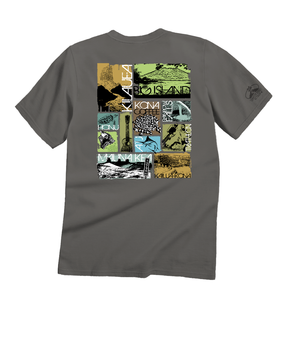 Big Island Collage - Crater Dyed® Short Sleeve Crewneck T-Shirt