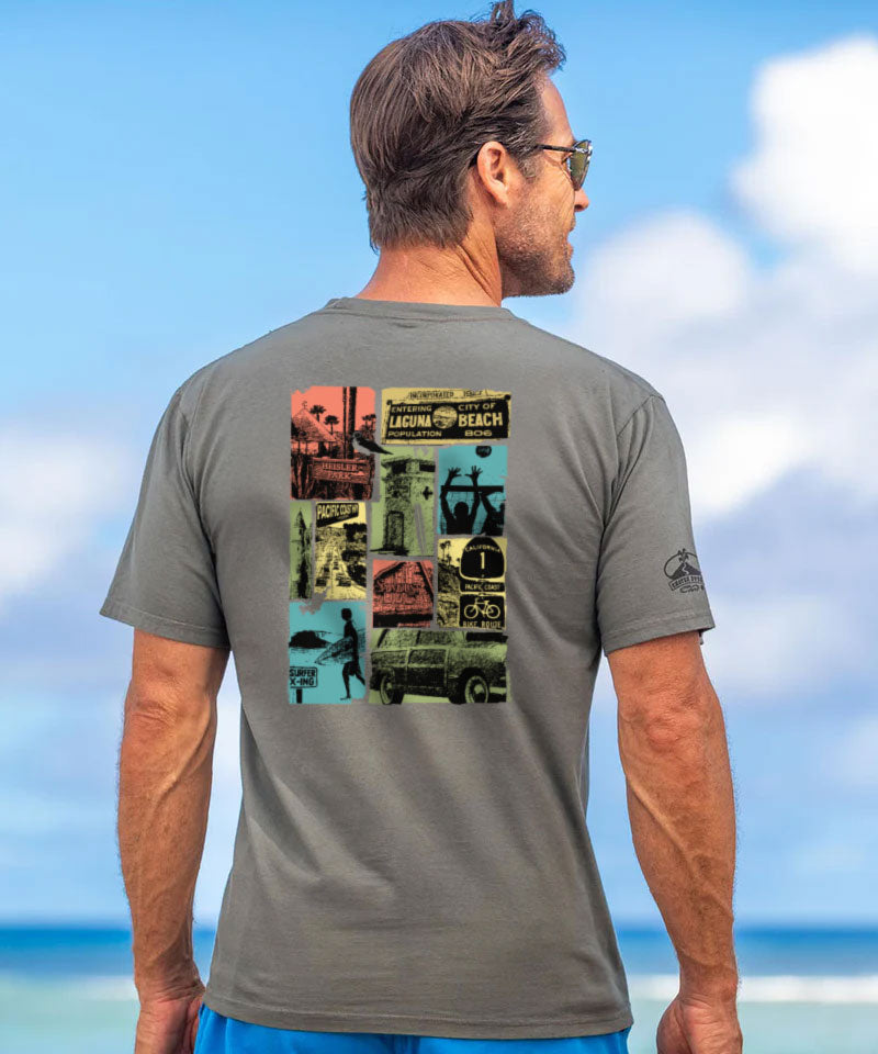 Laguna Beach Collage - Crater Dyed® Short Sleeve Crewneck T-Shirt