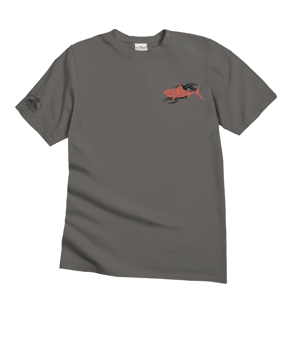 Red Shark T-Shirt | Men's Crater Dyed® Grey Crewneck Red Shark T-Shirt | Men's Crater Dyed® Grey Crewneck
