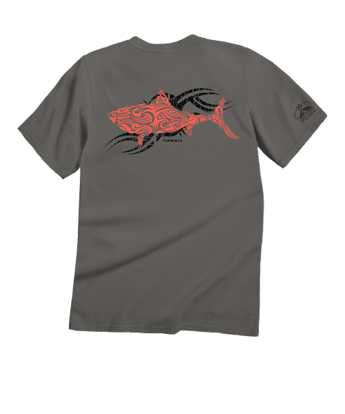 Red Shark T-Shirt | Men's Crater Dyed® Grey Crewneck Red Shark T-Shirt | Men's Crater Dyed® Grey Crewneck