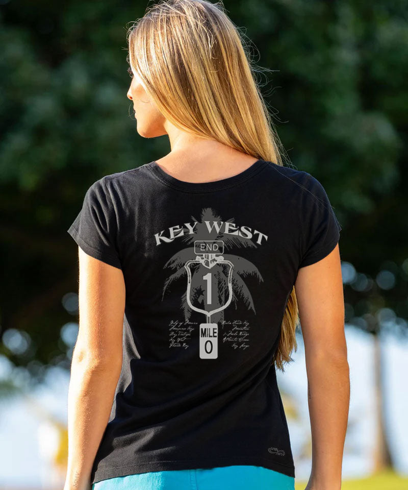 Key West Sign - Jet Black Short Sleeve Pima T-Shirt